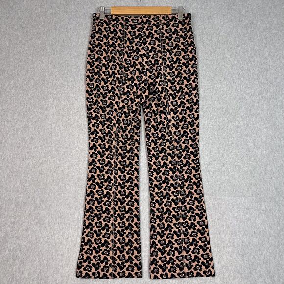 Anthropologie Maeve Brown Print The Margot Kick Flare Cropped Trousers Sz Small - Picture 5 of 13